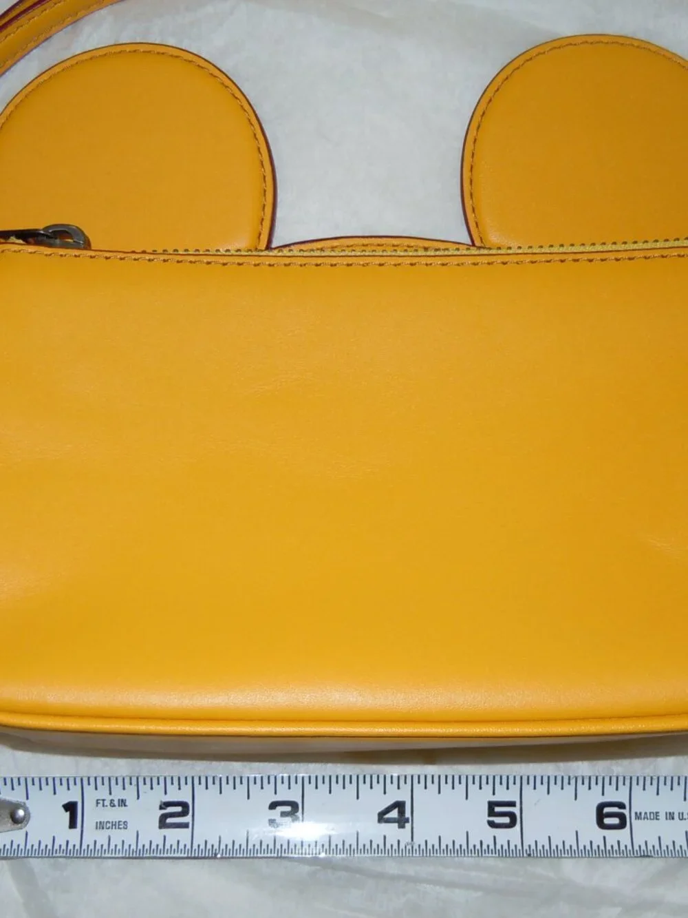 COACH DISNEY F59529 MICKEY MOUSE EARS WRISTLET YELLOW LEATHER EUC